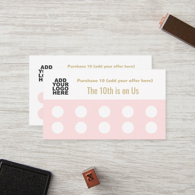 Upload Logo 10 Salon Stamp Punch Customer Loyalty Card (Front/Back In Situ)