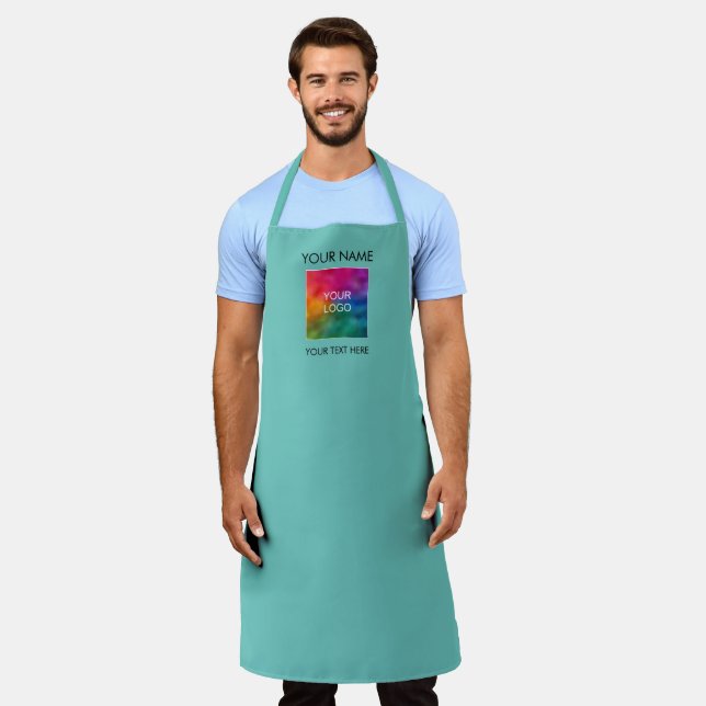 Upload Logo Business Company Here Template Teal Apron (Worn)