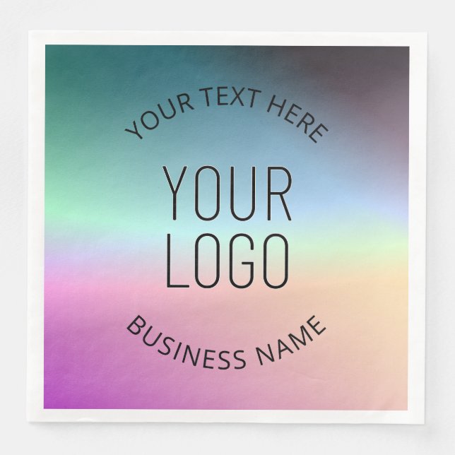 Upload Logo | Colourful Changing Gradient Colours  Napkin (Front)