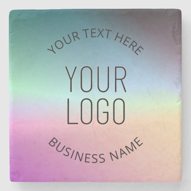 Upload Logo | Colourful Changing Gradient Colours  Stone Coaster (Front)