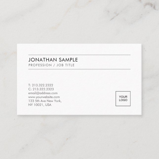 Upload Logo Elegant Modern Simple Professional Business Card (Front)