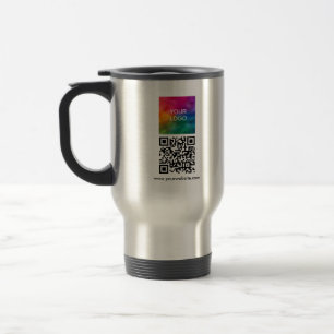 Upload Logo Here Custom QR Code Modern Elegant Travel Mug