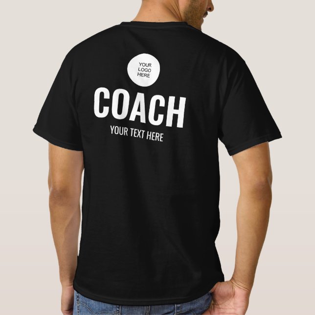 Upload Logo Here Team Trainer Coach Mens Black T-Shirt (Back)