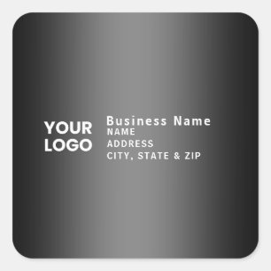 Upload Logo   Modern Gradient Grey Return Address Square Sticker