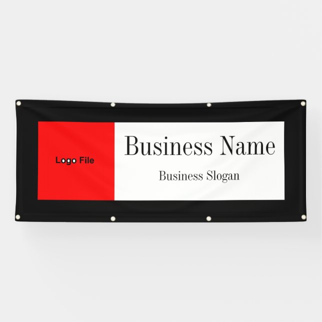 Upload Logo (Red), Change Border Colour, Add Text Banner (Horizontal)