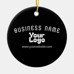 Upload Logo Retro-Modern Black & White (editable) Ceramic Tree Decoration