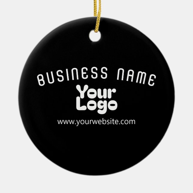 Upload Logo Retro-Modern Black & White (editable) Ceramic Tree Decoration (Front)
