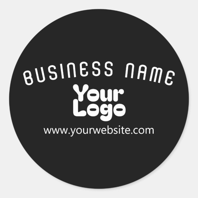 Upload Logo Retro-Modern Black & White (editable) Classic Round Sticker (Front)