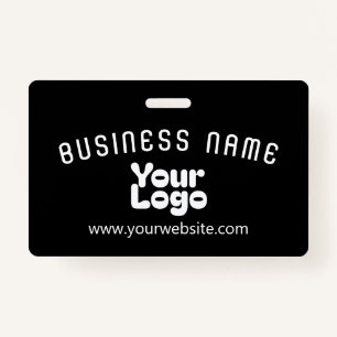 Upload Logo Retro-Modern Black & White (editable) ID Badge