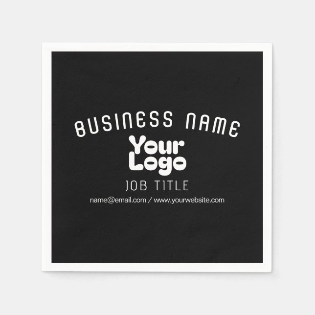 Upload Logo Retro-Modern Black & White (editable) Napkin (Front)