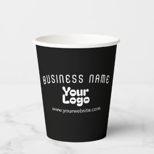 Upload Logo Retro-Modern Black & White (editable) Paper Cups