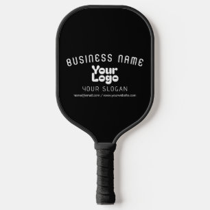 Upload Logo Retro-Modern Black & White (editable) Pickleball Paddle