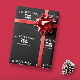 Upload Logo Retro-Modern Black & White (editable) Wrapping Paper