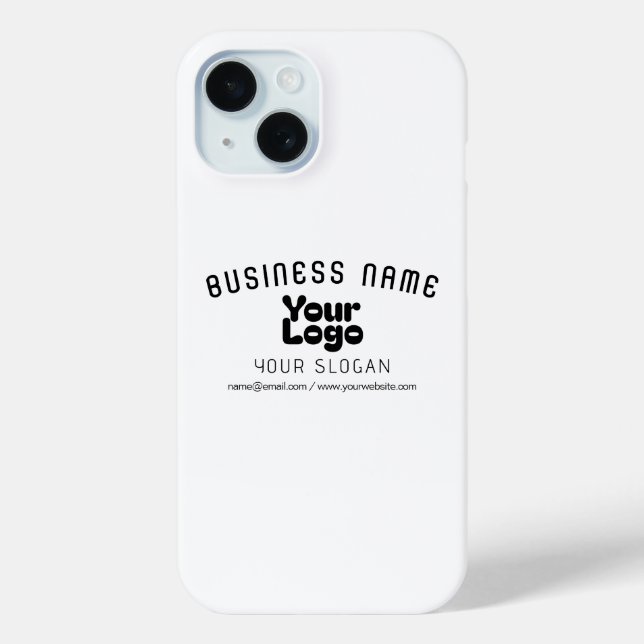 Upload Logo Retro-Modern White & Black (editable) Case-Mate iPhone Case (Back)