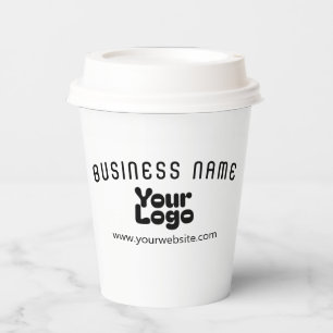 Upload Logo Retro-Modern White & Black (editable) Paper Cups