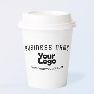 Upload Logo Retro-Modern White & Black (editable) Paper Cups