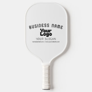 Upload Logo Retro-Modern White & Black (editable) Pickleball Paddle