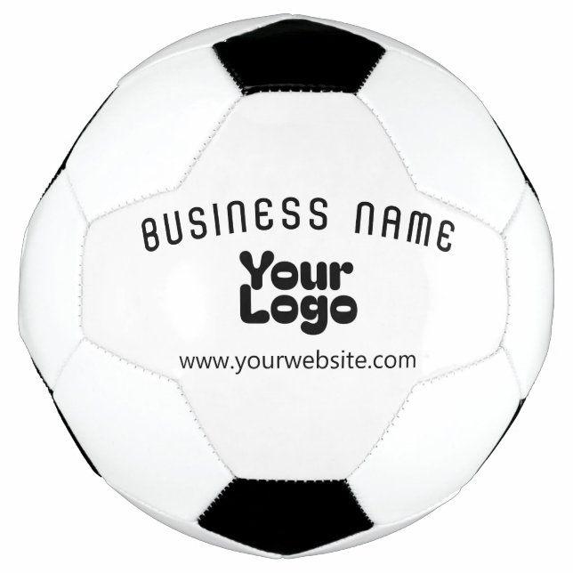 Upload Logo Retro-Modern White & Black (editable) Soccer Ball (Front)