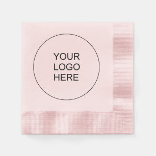 Upload Own Company Logo Text  Pink Coined Cocktail Napkin