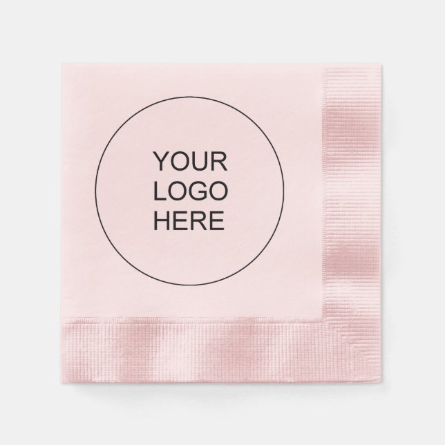 Upload Own Company Logo Text  Pink Coined Cocktail Napkin (Front)