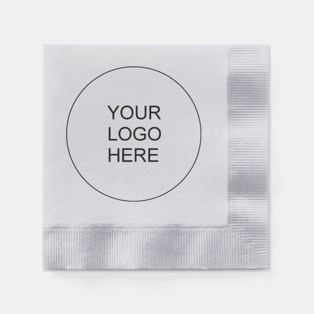Upload Own Logo Text Here Silver Coined Cocktail Napkin (Front)