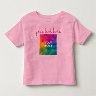 Upload Photo Add Calligraphy Script Text Pink Baby Toddler T-Shirt