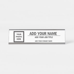Upload Photo Add Name - Job Title & Company Name Desk Name Plate