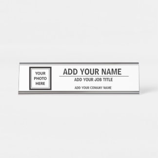 Upload Photo Add Name - Job Title & Company Name Desk Name Plate