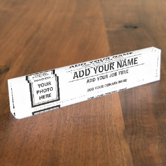 Upload Photo Add Name - Job Title & Company Name Nameplate