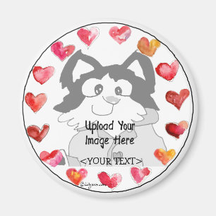 Upload Photo Cartoon Hearts Personalised Magnets