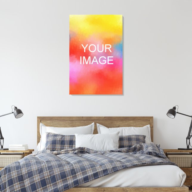 Upload Photo Image Picture Logo Stretched Large Canvas Print (Insitu(Bedroom))