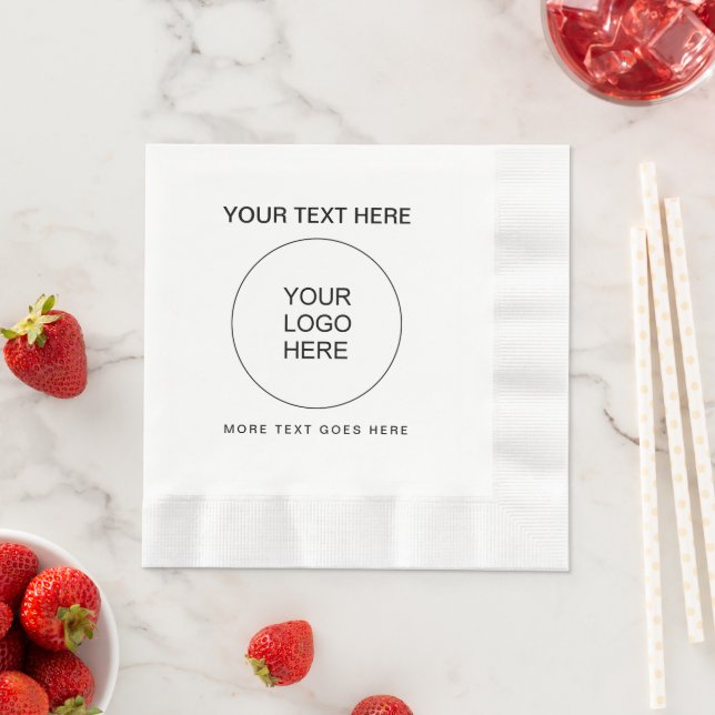 Upload Photo Logo Text Coined Luncheon White Paper Napkin (Insitu)