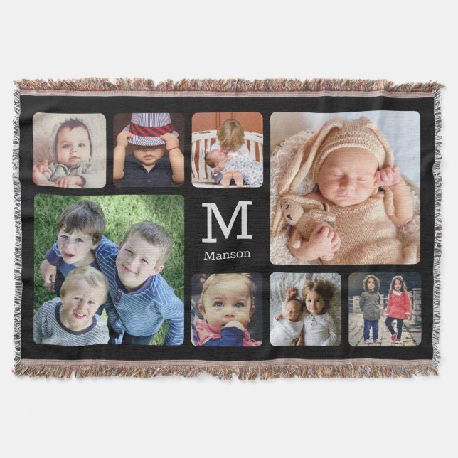 Upload photo monogrammed throw blanket (Front)
