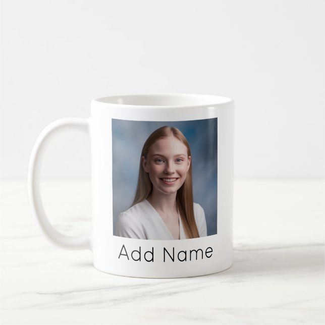 upload picture Custom Photo and Name Personalised  Coffee Mug (Left)