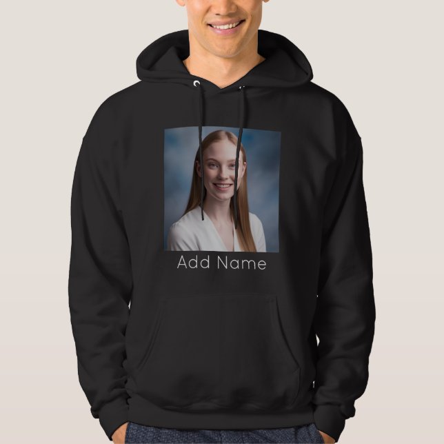 upload picture Custom Photo and Name Personalised  Hoodie (Front)