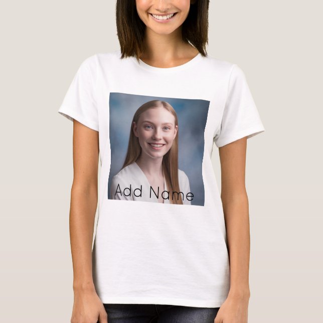 upload picture Custom Photo and Name Personalised  T-Shirt (Front)