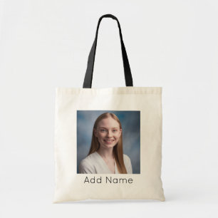 upload picture Custom Photo and Name Personalised Tote Bag