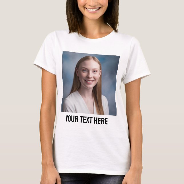 upload picture Custom Photo and text Personalised  T-Shirt (Front)
