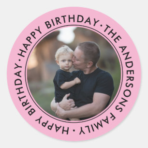 upload picture Custom Photo Happy Birthday Family  Classic Round Sticker