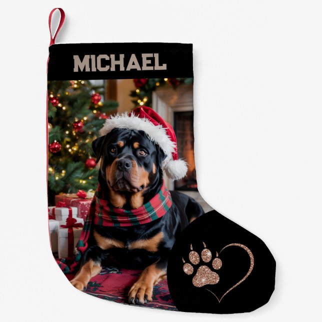upload picture Dog Custom Photo text Personalized  Small Christmas Stocking (Front)