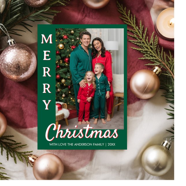Upload Picture Personalised Photo & text Christmas Holiday Card (Creator Uploaded)