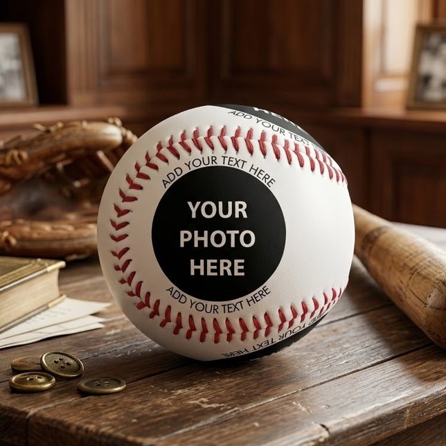 Upload Picture Photo & Add Text – Customise Baseball (Creator Uploaded)