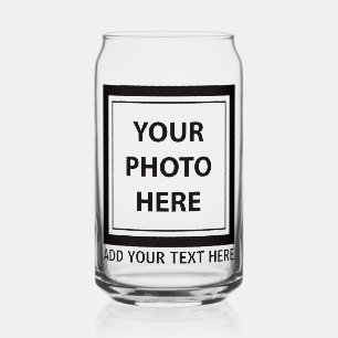 Upload Picture Photo & Add Text – Customise Can Glass