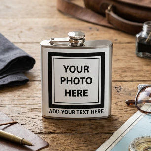 Upload Picture Photo & Add Text – Customise Hip Flask