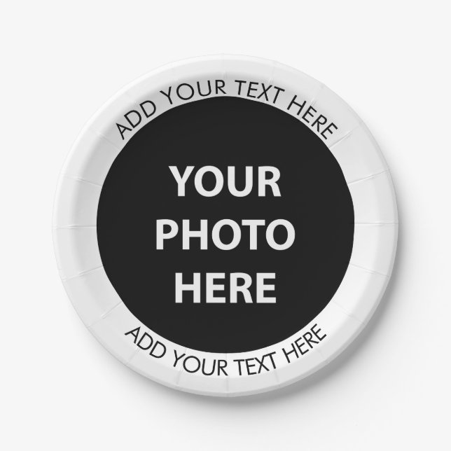 Upload Picture Photo & Add Text – Customise Paper Plate (Front)