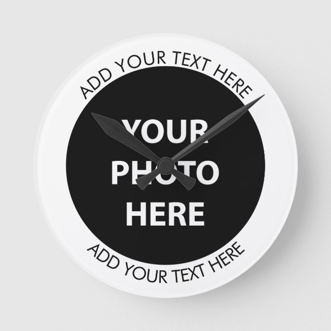 Upload Picture Photo & Add Text – Customise Round Clock (Front)