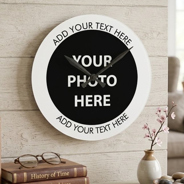 Upload Picture Photo & Add Text – Customise Round Clock (Creator Uploaded)