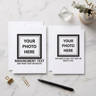 Upload Picture Photo & Add Text – Customise Simple Announcement