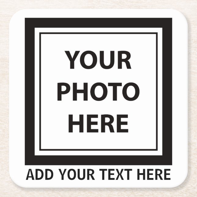Upload Picture Photo & Add Text – Customise Square Paper Coaster (Front)
