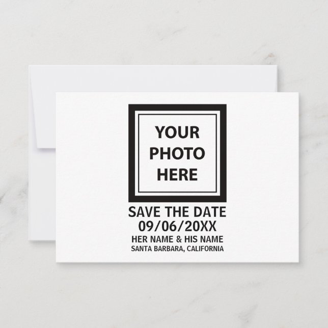 Upload Picture Photo & Add Text – Simple Save The Date (Front)